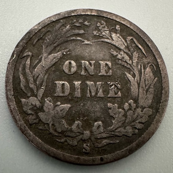 1897-S Barber Silver Dime – Vintage Coin - Picture 2 of 5